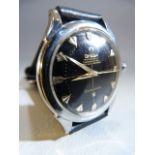 OMEGA: Gents Automatic stainless steel black dialled OMEGA CONSTELLATION with gold hands and