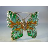 Silver and plique a jour butterfly brooch