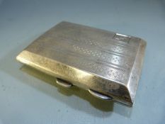 Silver Birmingham 1929 cigarette case with engine turned decoration by Herbert Bushell & Son Ltd