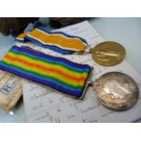 Medal: Two WW1 medals Victory & 1914 - 18 war awarded to 183743 GNR W.H. Abbott R.A. with original