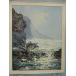 Oil on Canvas - Signature indistinct depicting a 'Wild' sea scape.