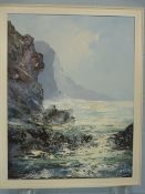 Oil on Canvas - Signature indistinct depicting a 'Wild' sea scape.