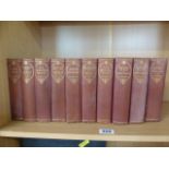 Ten Volumes of Dickens books printed by Odhams Press. Red Fabric coverings.