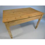 Antique pine dining room table with single drawers