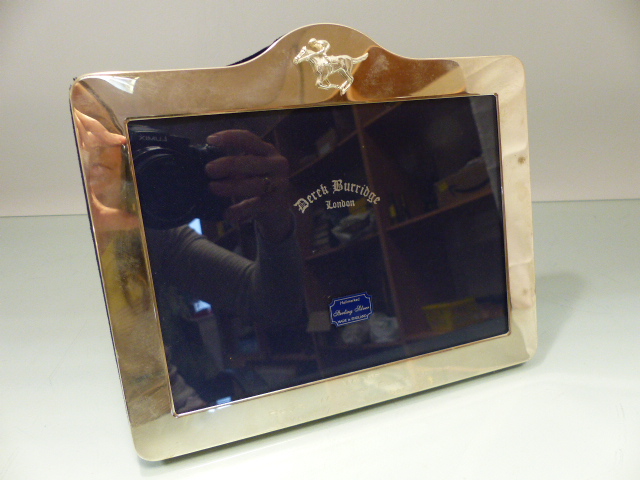 RACING - A Derek Burridge of London hallmarked Silver photo frame with silver horse finial to top. - Image 5 of 8