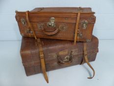 Two suitcases of indian designwith hammered and punctured texture