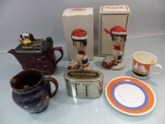 WADE - Two Betty Boop Christmas figures with original boxes, Wedgwood Clarice Cliff teacup and