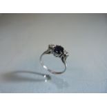 9ct white Gold Sapphire and Diamond 3 stone Trilogy Ring. The centre oval Sapphire is approx: 6.