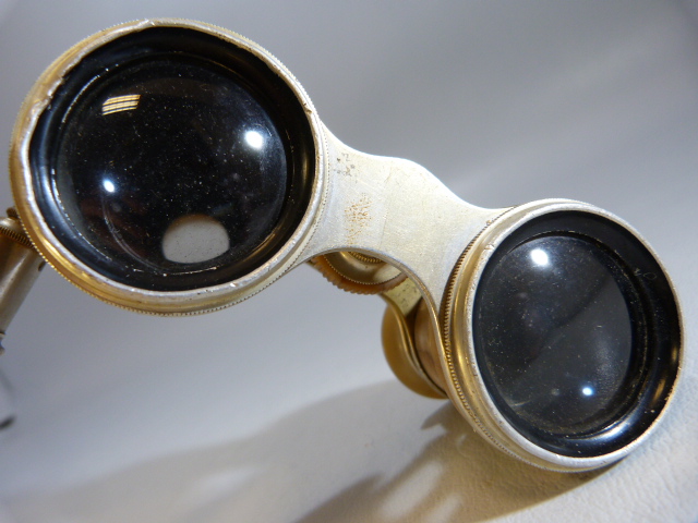 Pair of Mother of Pearl opera Glasses with filigree and mother of pearl handle. - Image 9 of 10