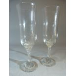 Pair of antique Champagne flutes with twisted stem