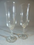 Pair of antique Champagne flutes with twisted stem