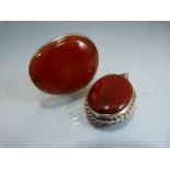 Two brooches/ pendants - Carnelian and Jasper poss.