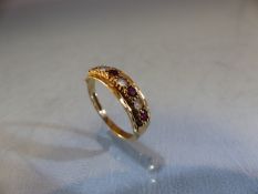 9ct GOLD ring set with garnet and white Topaz. Size N