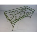 Rectangular wrought iron garden table with olive branches intertwining throughout (No Glass Top)