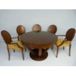 Art Deco style round extending table in Rosewood Veneer. 5"3 with leaf and 4ft without. comes with
