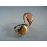 Two 9ct gold signet rings (A/F) total weight approx 7g