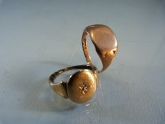 Two 9ct gold signet rings (A/F) total weight approx 7g