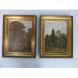 Two Antique oil studies on canvas - both unsigned of Woodland Scenes.