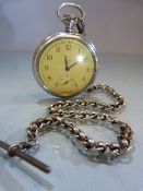 RNLI: Pocket watch by SMITH with yellow dial (A/F) and a hallmarked silver Albert