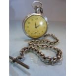 RNLI: Pocket watch by SMITH with yellow dial (A/F) and a hallmarked silver Albert