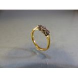 18ct GOLD ring set with three good diamonds size M