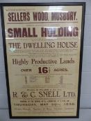 Local Interest - Vintage poster - advertising the auction of property and land at Musbury 'Sellers