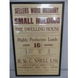 Local Interest - Vintage poster - advertising the auction of property and land at Musbury 'Sellers