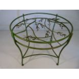 Circular wrought iron garden table with olive branches intertwining throughout. (No Glass Top)