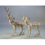 Pair of Cold Painted lead stags A/F