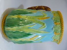 MAJOLICA - George Jones majolica pitcher decorated with Wheat.