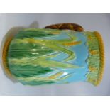 MAJOLICA - George Jones majolica pitcher decorated with Wheat.