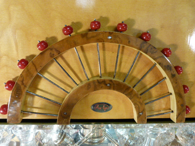 Art Deco walnut cocktail cabinet with drop front above two cupboards. Opens to reveal mirrored light - Image 10 of 25