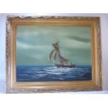 Brian Flint oil on canvas depicting a ship at sea