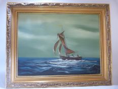 Brian Flint oil on canvas depicting a ship at sea