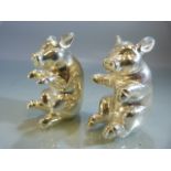 Pair of 800 silver condiments in the form of pigs