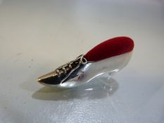 Silver Victorian shoe-style pin cushion