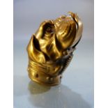 Brass vesta case in the form of a dog