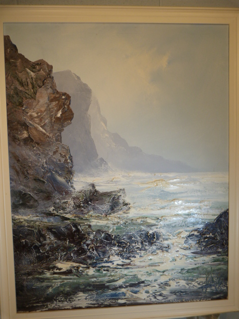 Oil on Canvas - Signature indistinct depicting a 'Wild' sea scape. - Image 8 of 8