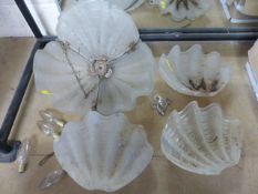 Art deco frosted glass shell shaped scallop light shades