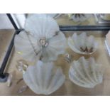 Art deco frosted glass shell shaped scallop light shades