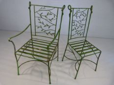 Wrought iron garden bistro chairs with intertwining olive brances. (No Cushions). Includes one
