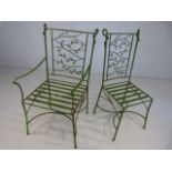 Wrought iron garden bistro chairs with intertwining olive brances. (No Cushions). Includes one