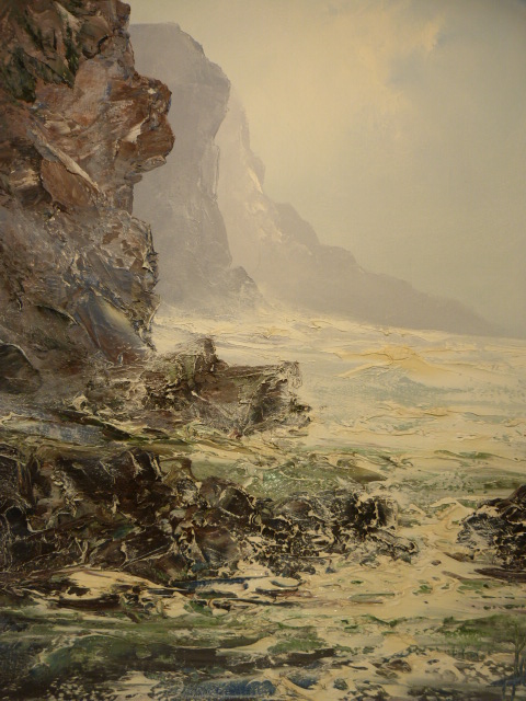 Oil on Canvas - Signature indistinct depicting a 'Wild' sea scape. - Image 2 of 8