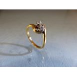 Two stone diamond crossover ring. Size N.5