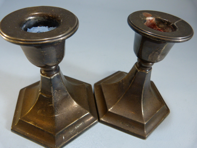 Candlestick with hallmarked silver - Chester possibly Clark & Sewell of hexagonal form. - Image 5 of 6