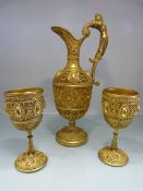 Large Gold leaf decorated sectional wine/ claret jug (h. approx 37cm) in a Persian style with two