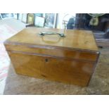 Small antique mahogany box with brass handle to top