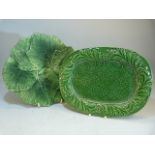 Marsh and Haywood moulded chestnut plate. Impressed marks to base along with a Majolica leaf moulded