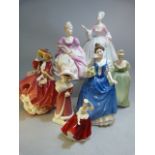 Selection of Royal Doulton figures to include - Top O' The Hill, Sophie, Gail, Fair Lady, Diana (