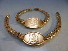 Two 9ct Gold medical bracelets Hallmarked to tags and clasps with curb link chains (total weight